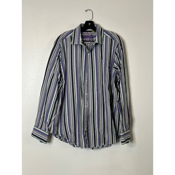 Robert Graham Mens Multicolor Striped‎ Long Sleeve Shirt Size XL - Picture 1 of 5